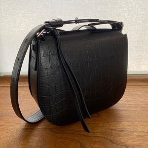 AllSaints Caption Croc Embossed Leather Crossbody